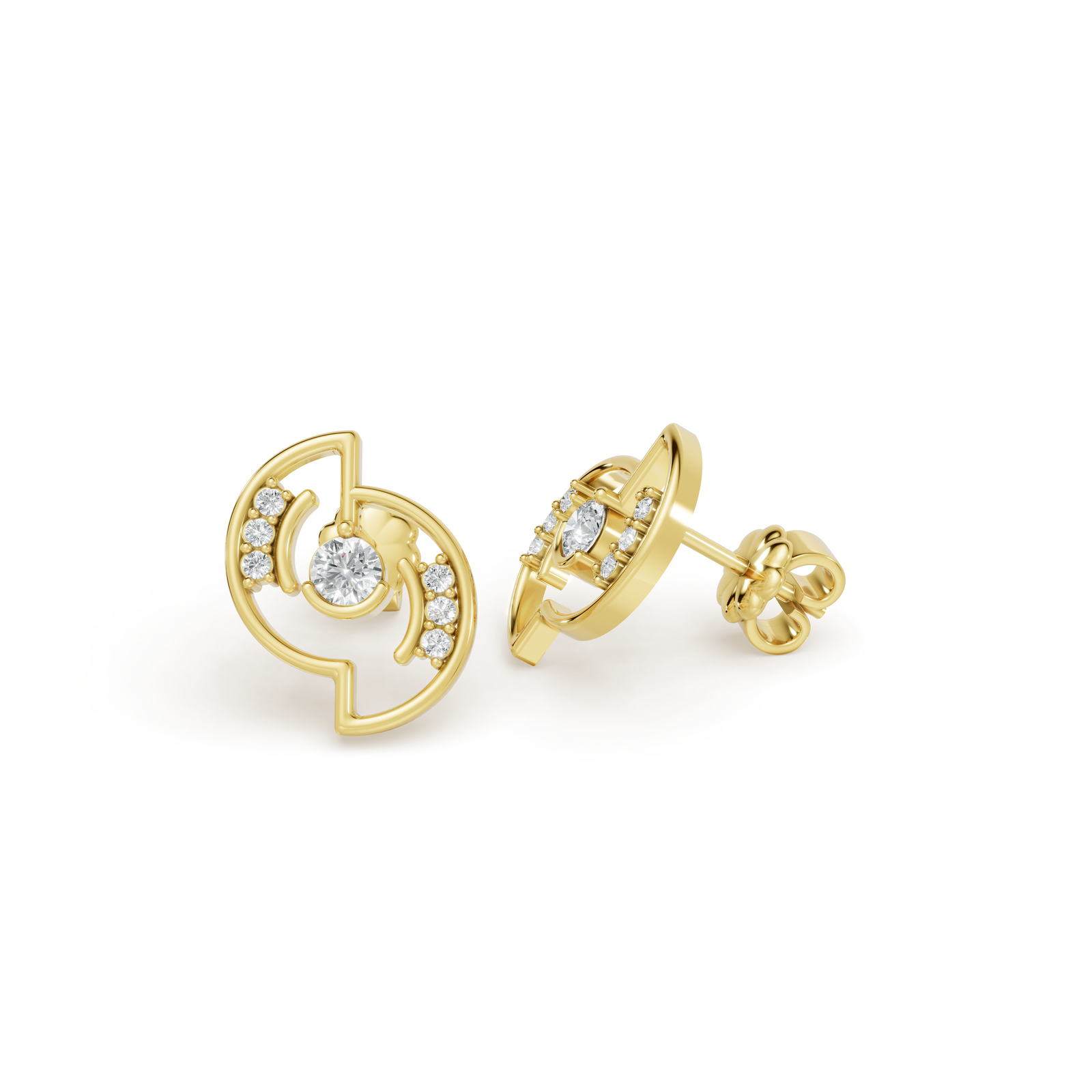 0.32 Ctw 14k Yellow Gold Diamond Stud Earrings